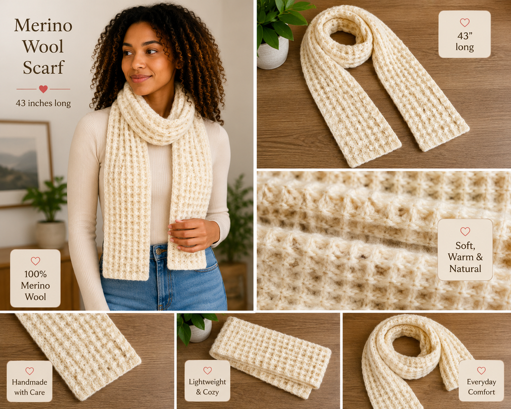 White metino wool scarf