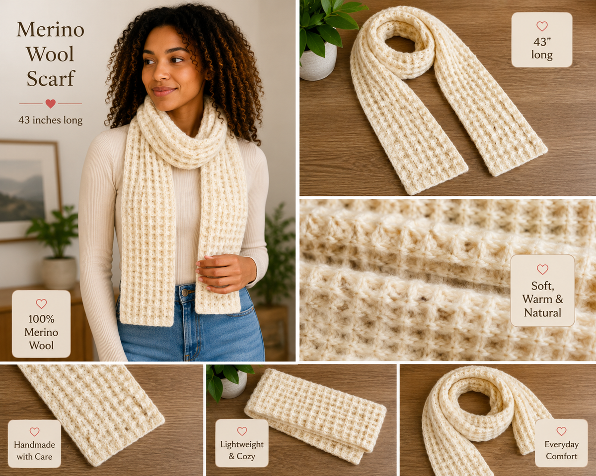 White metino wool scarf