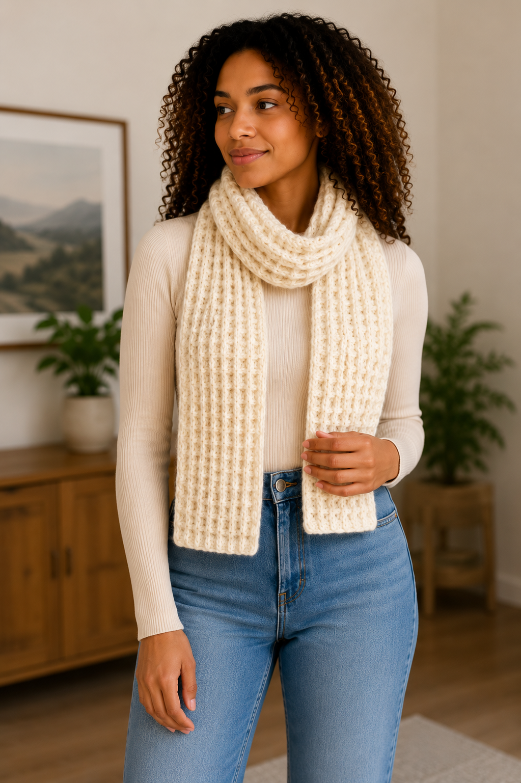 White metino wool scarf