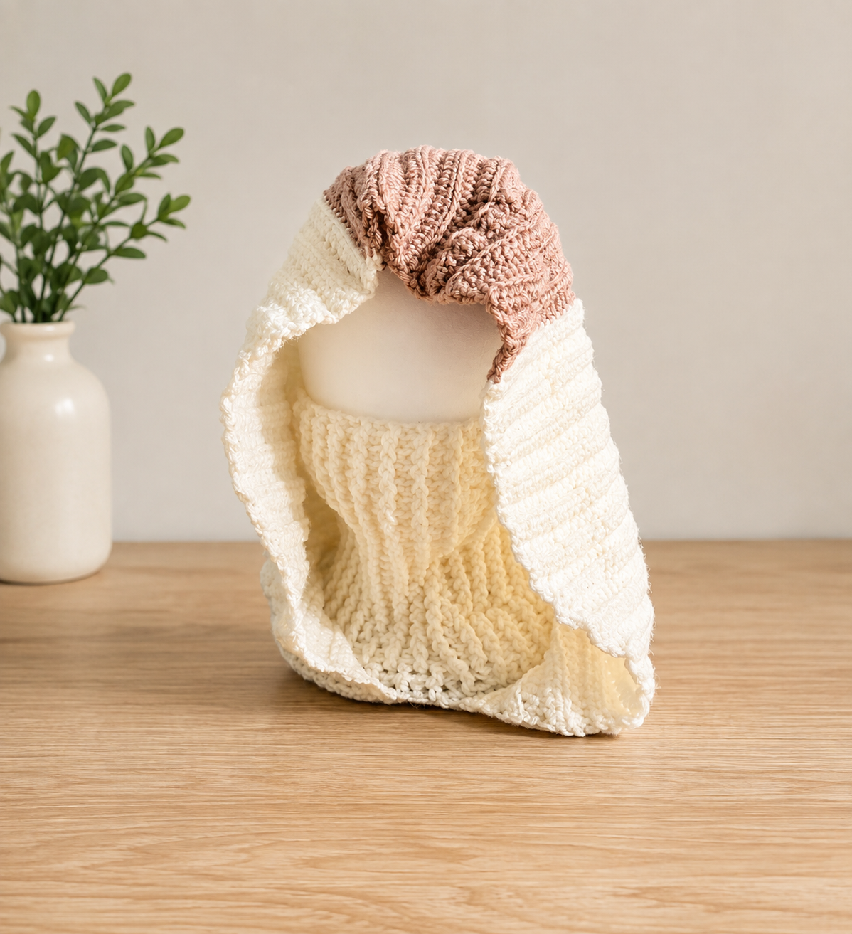 Hooded crochet cowl
